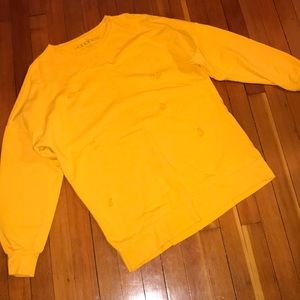 Happiness Yellow Distressed Sweatshirt